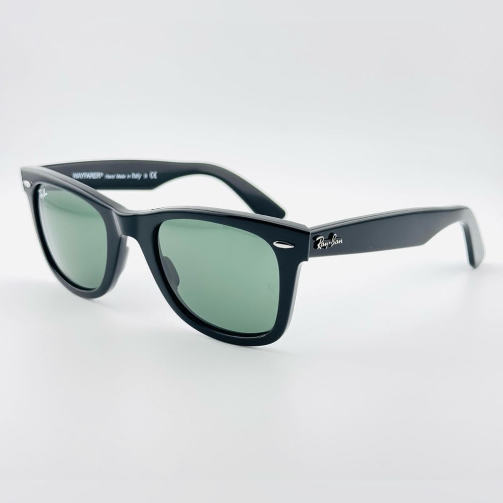 Ray-Ban Sunglasses RB2140 Wayfarer Classic UNISEX! Acetate black Green Lenses - Picture 8 of 14